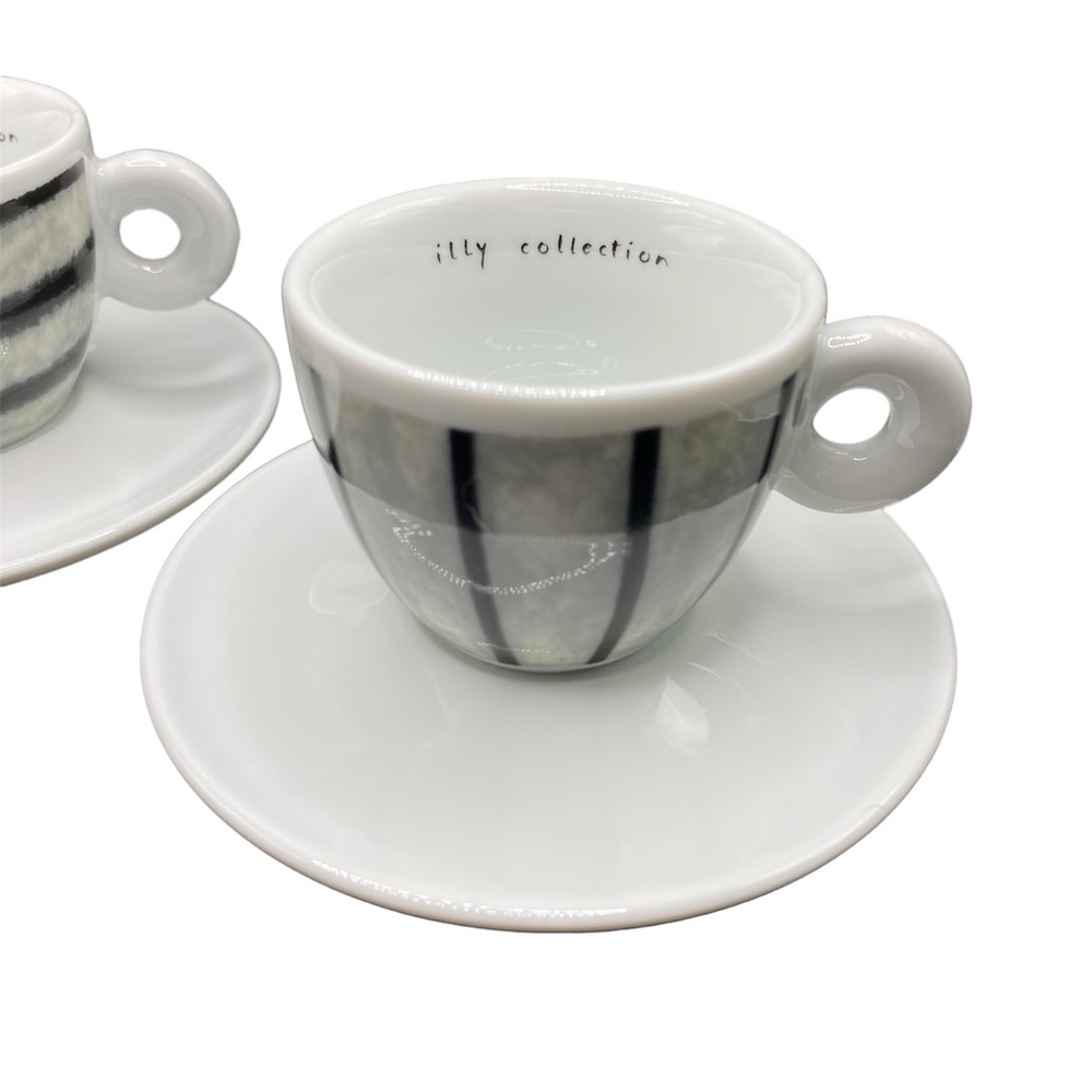 Collection Black & White Ceramic Espresso Cup and Saucer Set - Picture 2 of 12